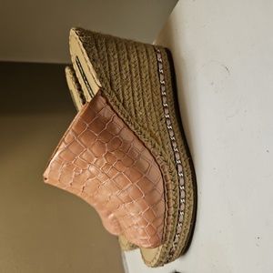 KARL LAGERFELD PARISCarina Croc-Embossed Leather Platform Espadrille Wedges.